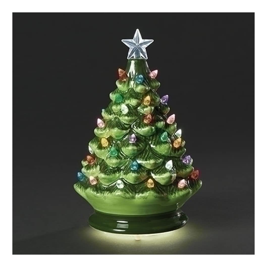 Arbre lumineux tournant Roman figurine vintage 20,3 cm déco Noël avec ampoules