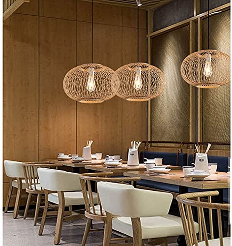 Lanterne en osier créative style chinois suspension E27 originale - 6
