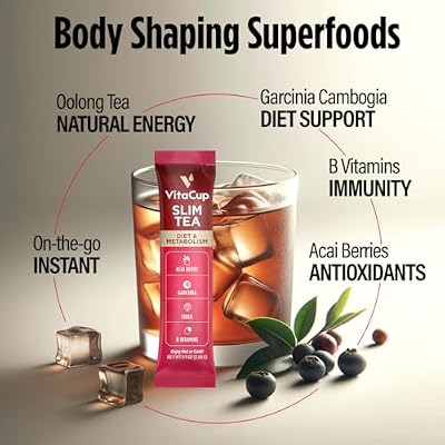 VitaCup Slim Instant Tea Packets Acai Oolong tea 24ct + Slim Instant Medium-Dark Ground Coffee 11oz, w/B Vitamins, Garcinia Camogia, Fiber, For Diet & Metabolism Support