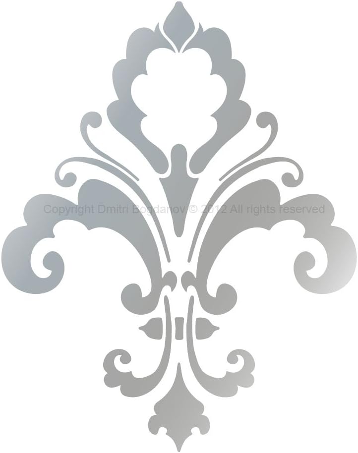 Size 5"(w) X 6.3"(h) Decorative Designer Stencil Fleur De Lis Chic Wall Decor Damask Mural #3004