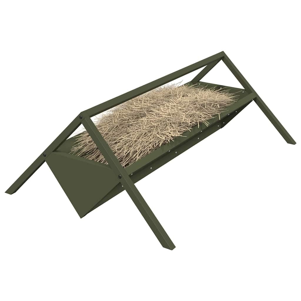 vidaXL Abrevadero para Ganado Verde Oliva 111 x 76 x 38 cm, Comedero para Animales, Acero, Resistente, Ideal para Exteriores, jardín y Granja, ¡una solución versátil