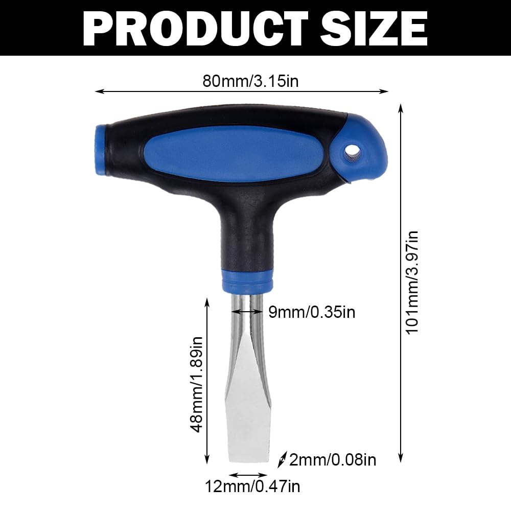 T Handle Screwdriver 12mm Slotted Screwdriver Ergonomic Flat Head Screwdriver for Slotted Screw Used on Quick Release Plate or Camera Tripod Monopod (Blue and Black) - Image 2