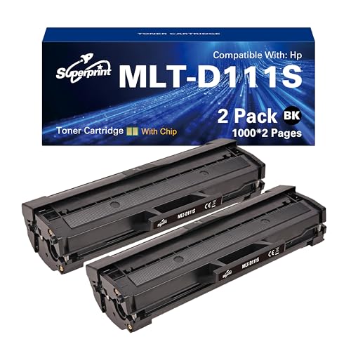 Superprint MLT-D111S Lot de 2 toners noirs compatibles avec Samsung D111S MLT-D111S D111L MLT-D111L pour Samsung Xpress SL-M2020 2020W 2022FW 2022W 2070FW 2070W