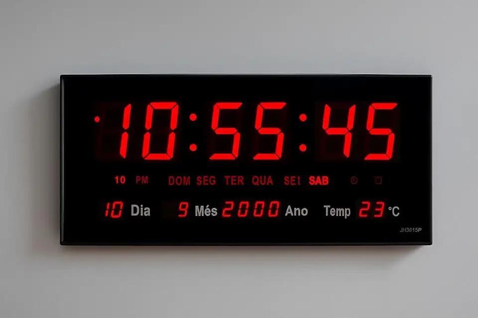Relógio de Parede e Mesa Grande LED Digital Calendário Temperatura Data e Hora Ideal para Escritório, Sala, Loja e Academia - SHACK