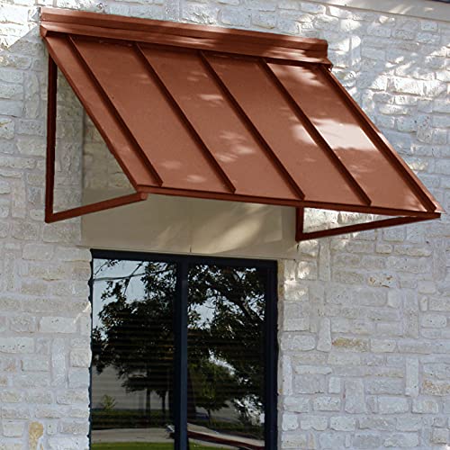 AWNTECH 7 ft. Houstonian Standing Seam Metal Door/Window Awning Fixed Outdoor Canopy 92 Inch W x 36 Inch Proj, Copper - Thumbnail 2