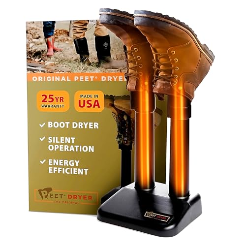 PEET Original Boot Dryer for Work Boots - Portable Electric Shoe Dryer for Hiking Boots, Cleats, Sneakers & Outdoor Gear - Always-On, Silent, Energy-Efficient - 25 Year Warranty, Made in USA