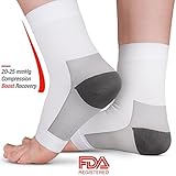 2 Ankle Support Compression Sleeve For Yoga, Running, Soccer And Sport. Helps Swelling, Plantar Fasciitis, Sprains And Injuries. (White,Pair,S)