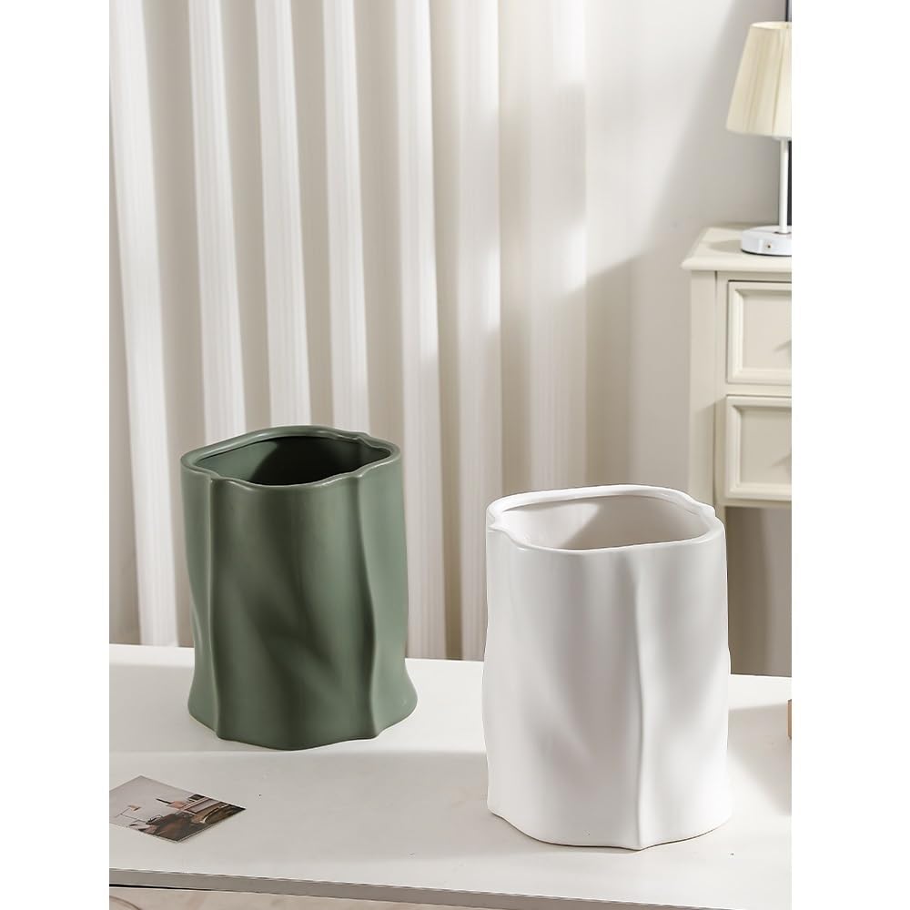 Doniczki Ceramiczna doniczka Nordic Creative Nieregularna 22cm średnicy Salon Zielona Dekoracja domu Doniczka ceramiczna(Biały)