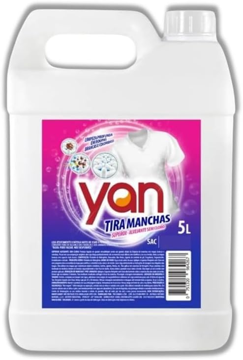 Tira Manchas Alvejante Líquido sem Cloro 5 Litros, Remove Manchas...