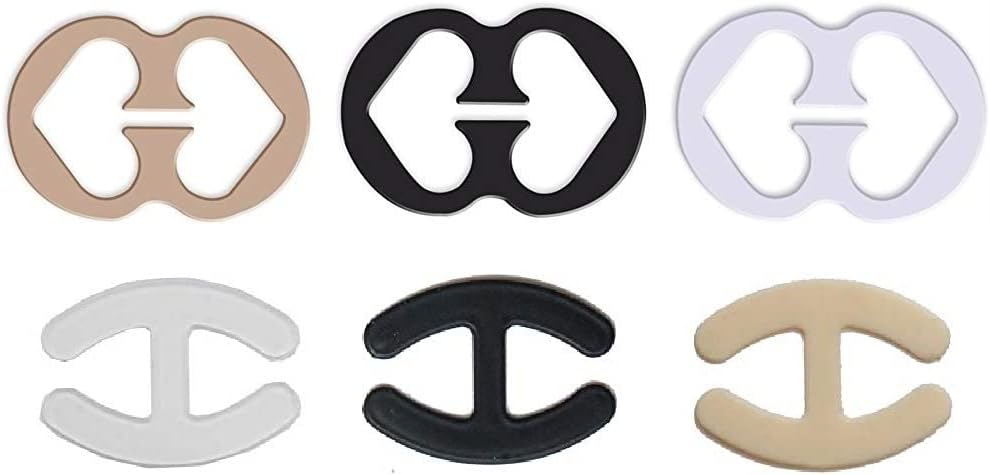 Ritu CreationWomen PVC Bra Strap Converter, Racerback Bra Clip, Conceal Straps and Cleavage Control Bra Clips, Free Size, Color- Black White, Beige, Pack of 3