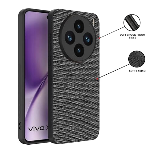 Image of Kapa Soft Full Fabric Protective Back Case Cover for Vivo X200T 5G | Shockproof Slim Hard Anti Slip Back Case (Black)