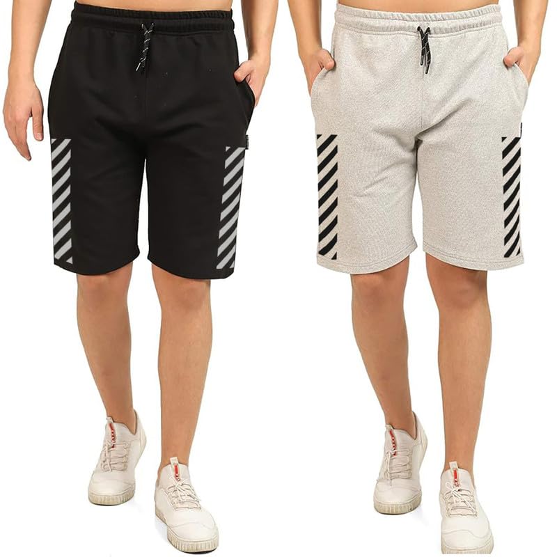 Men's Cotton Knee Length Casual Shorts- (S,M,L,XL,XXL,3XL,4XL,5XL,6XL) Plus Sizes Workout Shorts, Running Shorts with 2 Side Pockets-Pack of 2-image-35