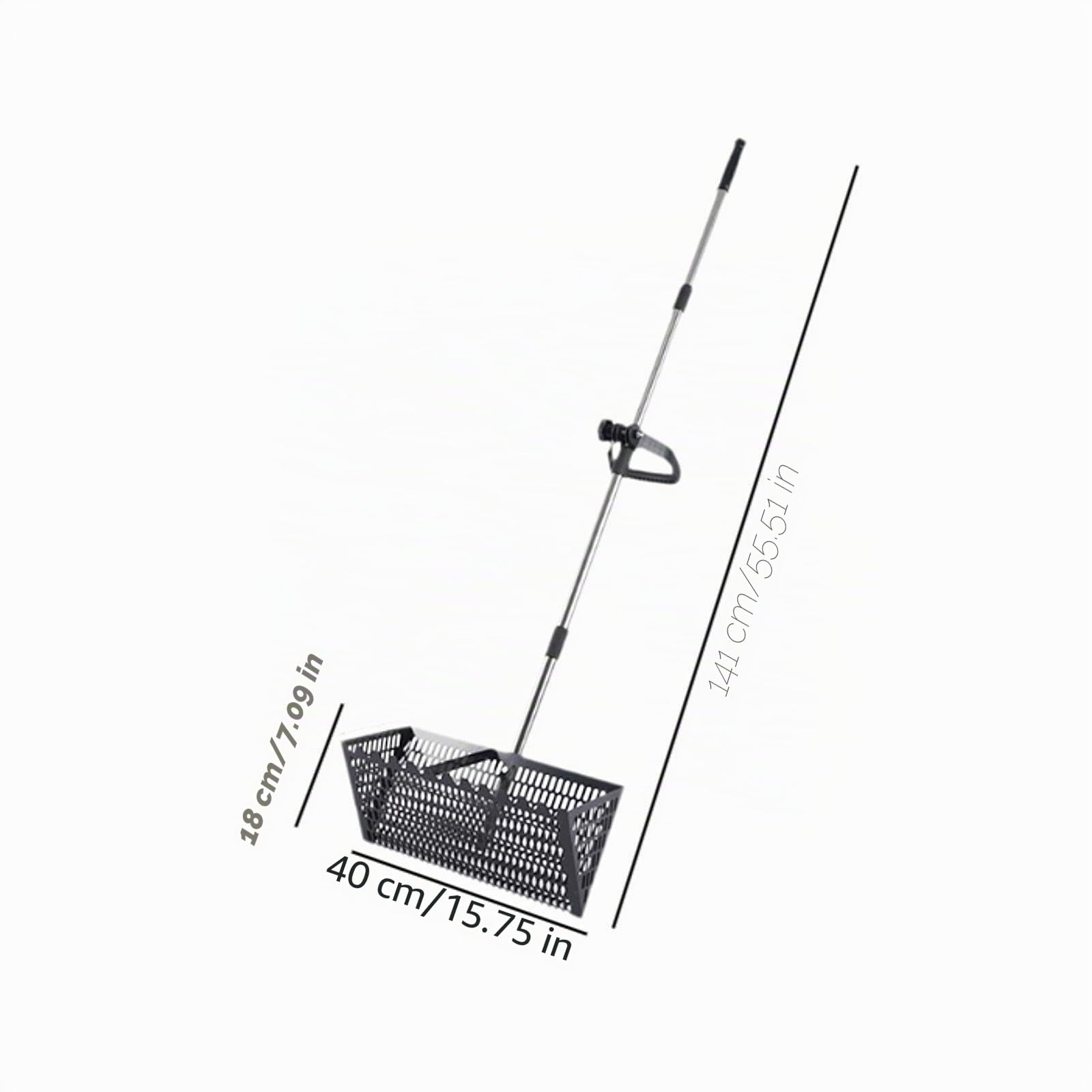 Milageto Rake de Arena, Profunda, Premium, tamizado, Multifuncional fácil limpiadora Mango telescópico de Acero Carbono de Playa, Negro