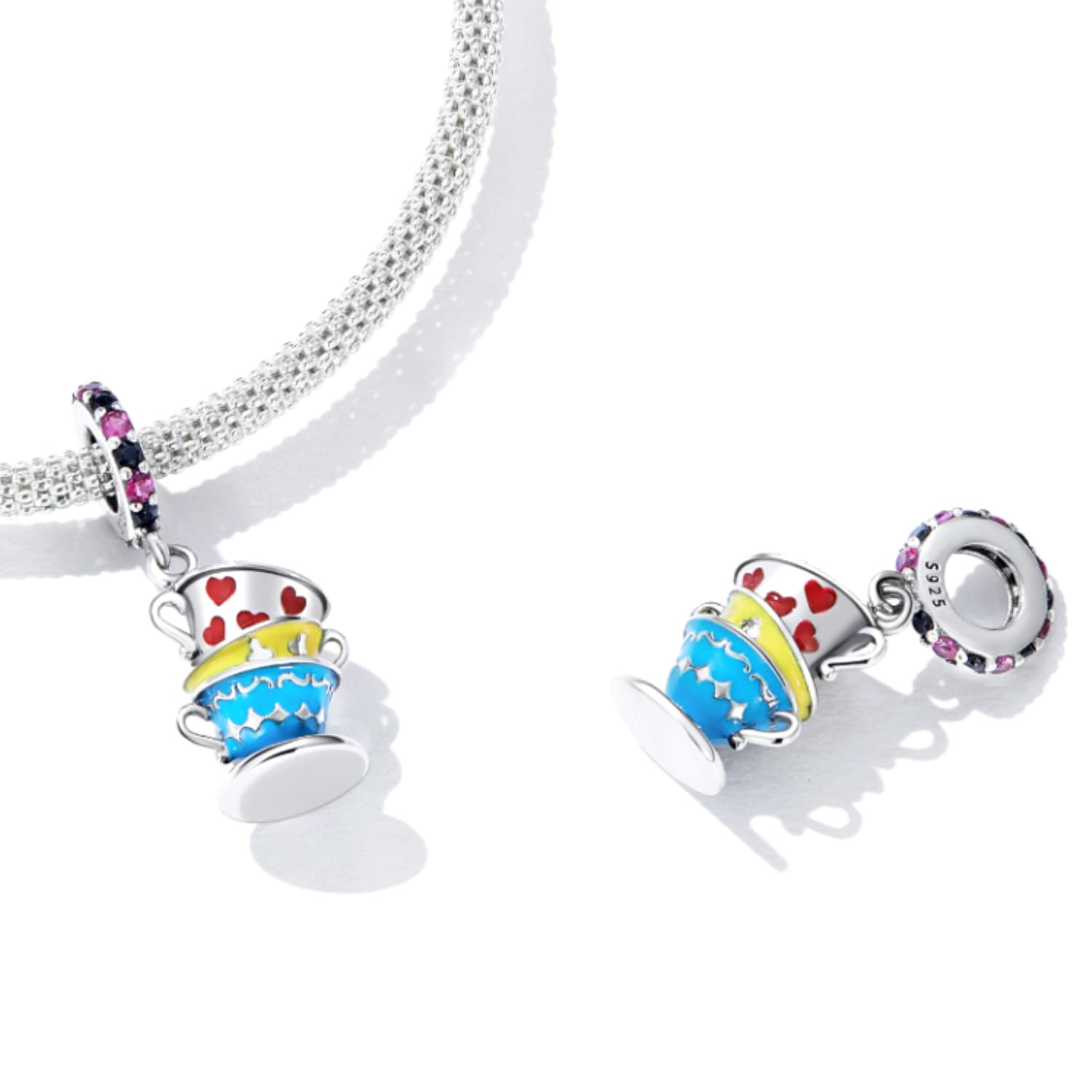 Colgante de taza de té mágica de plata de ley 925, ideal para pulseras y collares.