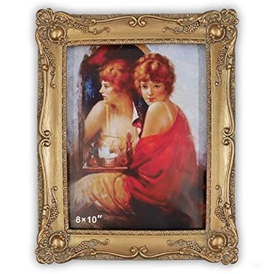 Simon's Shop Antique Picture Frames 8x10 Baroque Photo Frames 10 x 8 in with Floral Relief, Wall and Tabletop Picture Frames