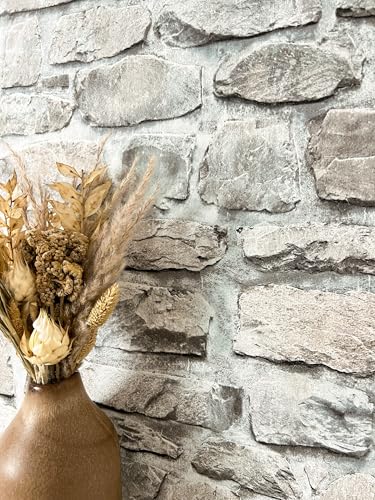 Newroom Tapete Grau Vlies Steinoptik - Industrial 3D Naturstein Steintapete für Wohnzimmer Schlafzimmer