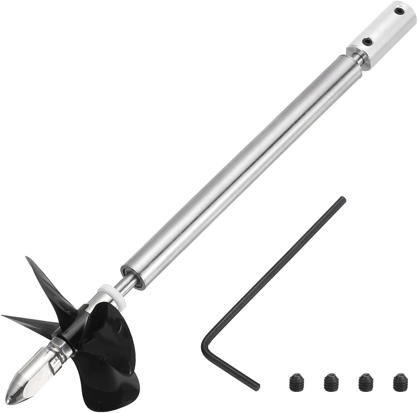 MECCANIXITY Drive Shaft W Propeller and Coupling Joint for RC Boat Coupler Assemble Kit, L150mm Shaft, L100mm Sleeve, D55mm Four Propeller, Fit for 3 mm Motor Shaft
