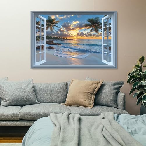 Cuadros en lienzo grandes de 60 x 120 cm, póster decorativo moderno para pared de salón con mar