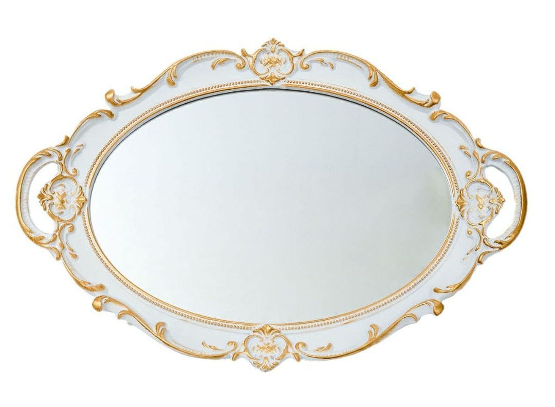 Amazon｜大きいアンティーク風 ミラートレイ 白 ミラートレー 鏡