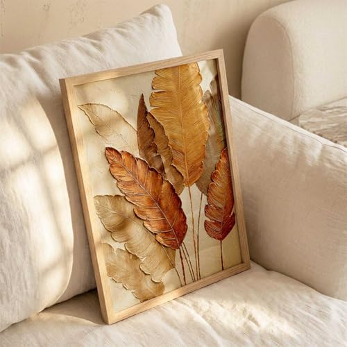 Image of kotart Aesthetic leaf Art Home Decoration | Floral Paintings With Frame For Living Room Bed Room Hotel Wall Decor Digital Reprint (14X20 inch)