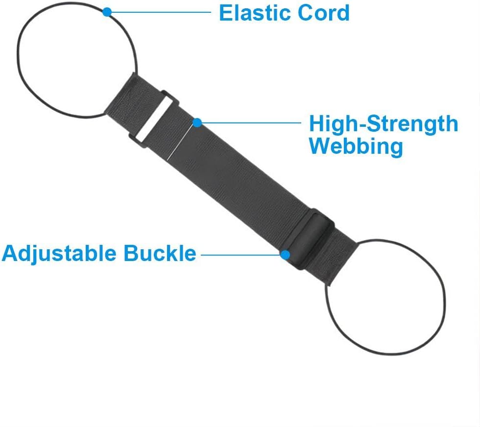 2 Pack Adjustable Luggage Connecting Straps High Strength Wear Resistant Webbing Elastic Travel Bag Linking Belt with Secure Buckle for Connect Multiple Suitcases (Black)