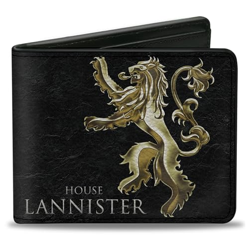 Buckle-Down Men's Wallet Bifold PU Game of Thrones House Lannister Rampant Lion Sigil, 4.0
