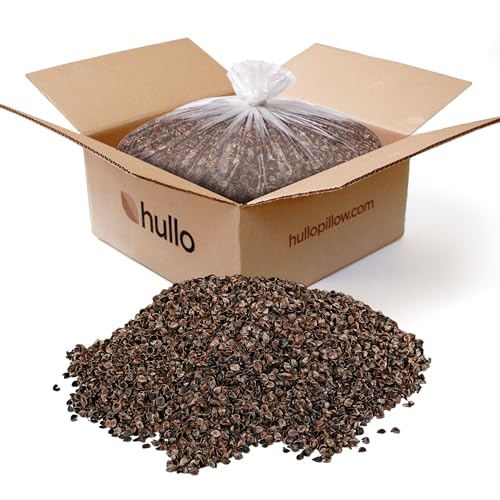 Hullo 5 lb Buckwheat Hulls for Pillows & Refill Pillow-Grade Fill Grown & Milled in USA