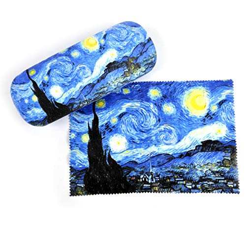 Fridolin Gafas funda set, Hardcase stoffbezogen con paño."Van Gogh Noche estrellada Cover
