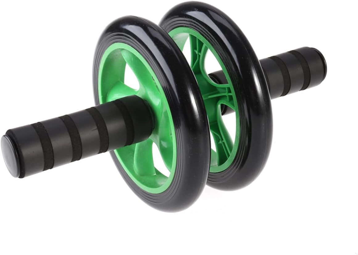 Dual Wheel Ab Roller with Knee Pad Silent Abdominal Trainer for Core Strength Wide Stability Exercise Wheel for Men Women Home Fitness Easy Assembly Green