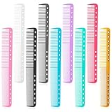 Jeffdad 9 Stück Friseurkämme, Kohlefaser-Haarkämme mit Feiner und Normaler Zahnteilung Haarkamm Styling Kamms Carbon Kamm Friseur Karbonkamm für Männer Frauen Haus Salon Haarstyling Pflege (9 Farben)