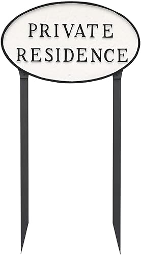 Miniatura 8 de Placa ovalada de residencia privada de metal fundido - Placa de exhibición de pared o césped - Letrero de privacidad para el hogar o negocio -