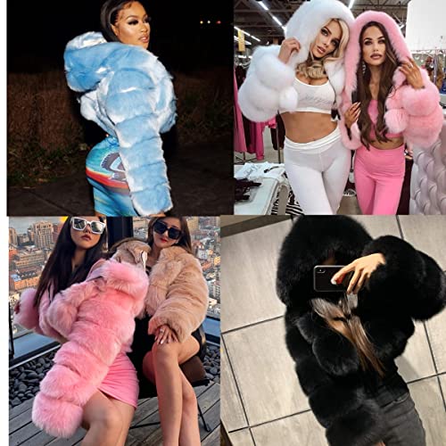 Hindola Womens Fluffy Faux Fur Solid Jacket For Women Long Sleeve Sexy Short Coat Autumn Winter Shearling Overcoat #TOP3