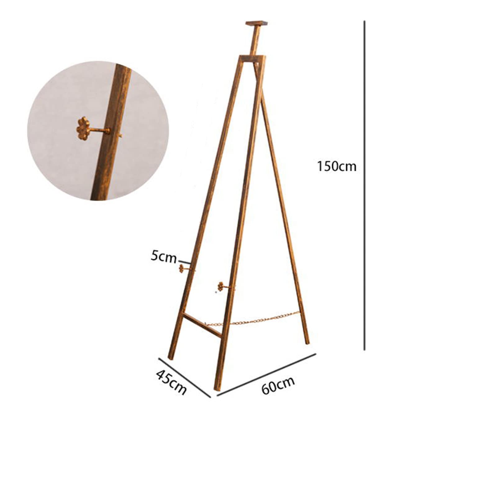 Solidna metalowa sztaluga, sztalugi malarskie Przenośna składana sztaluga stojak na plakaty na wesela i przyjęcia, wysokość 150 cm, złoty/czarny/biały (rozmiar: 150 cm, kolor: A)