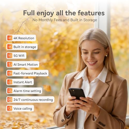 Image of 4K UHD Indoor Camera, 64G Built-in Storage No Subscription,Pet Camera Indoor with Phone App,Work as Baby Monitor /Cat /Dog Camera,360Pan&Tilt,Two-Way Talk,Privacy Mode,AI Tracking /Detection,2-Pack