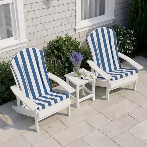 Crestlive Products 50x20 Inch Adirondack Chair Cushions Set of 2 Outdoor Rocking Chair Cushions Waterproof Fade Resistant High Back Patio Replacement Cushions Navy Stripe