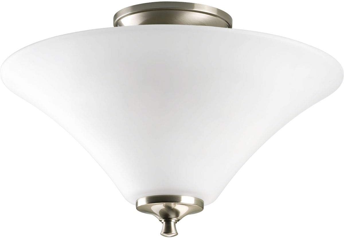 Progress Lighting 2-Light 13-1/4" Semi Flush, Joy Collection, Indoor, P3855-09, Brushed Nickel