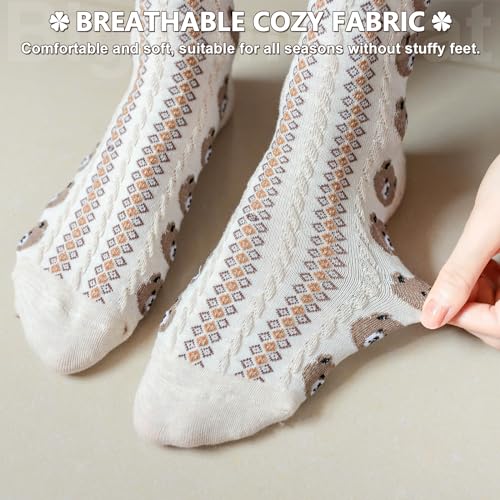Image of IIG Womens Novelty Cotton Crew Socks Cute Animals Socks Fun Flower Socks (fit women's shoe size 5-9)