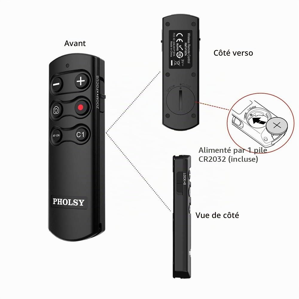 PHOLSY Caméra Télécommande sans Fil RMT-P1BT Bluetooth Compatible avec Sony | Compatible avec Sony a1, a7C, a6400, a6600, a6700, a7M3, a7M4, a7RM3, a7RM4, a7SM3, a9, a9M2, RX0M2, RX100M7, ZV-1, ZV-E10