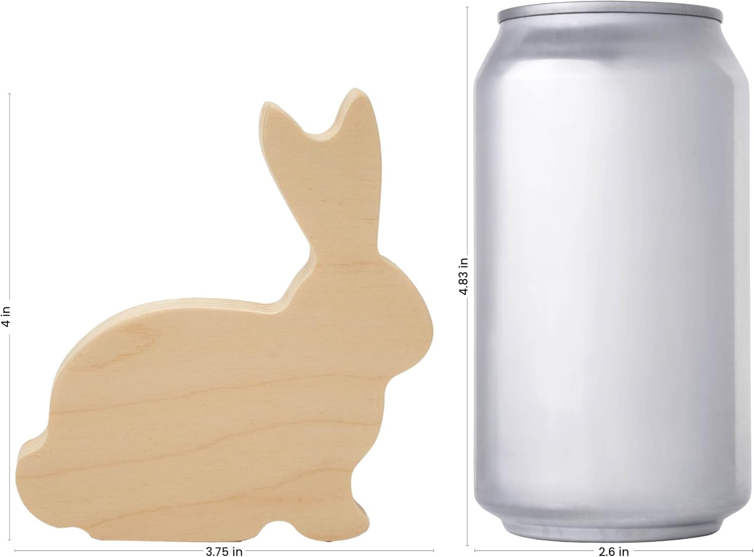 Chunky Wooden Rabbit 4-inch, Pack of 10 Unfinished Wooden Bunny Cutout for Crafts, Tiered Tray Decor & Spring Decor, by Woodpeckers