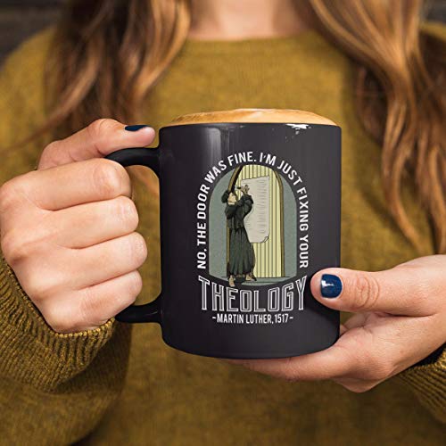 Taza de cerámica negra 11oz con diseño teológico miniatura 5