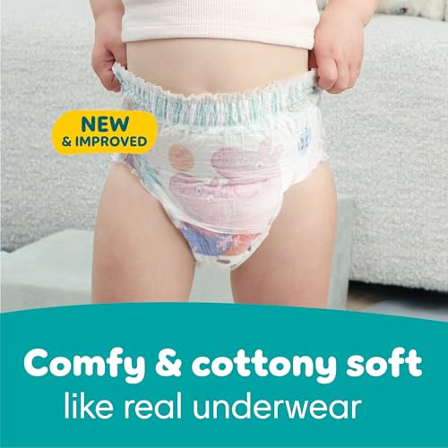 Image of Easy Ups Girls & Boys Potty Training Pants, Size 5 (3T4T), 22 Count, Peppa Pig Absorbent Training Underwear, Up to 100% Leakproof Day and Night, Hypoallergenic