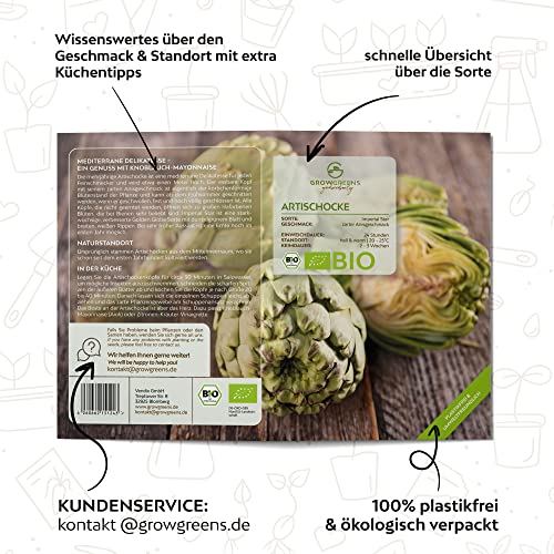 BIO Artischocken Samen (Imperial Star) - Artischocke Saatgut aus biologischem Anbau ideal für die Anzucht im Garten, Balkon oder Terrasse (5 Korn)