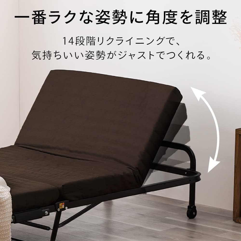Amazon｜シングル 折りたたみベッド ブラウン｜ベッドフレーム