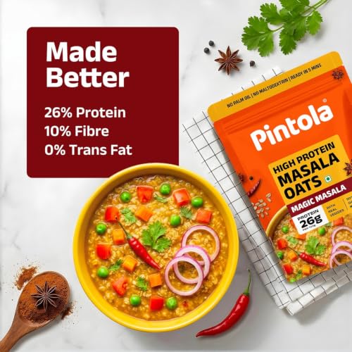 Pintola Store Pintola High Protein Masala Oats 400g, Magic Masala 26 g - Image 5