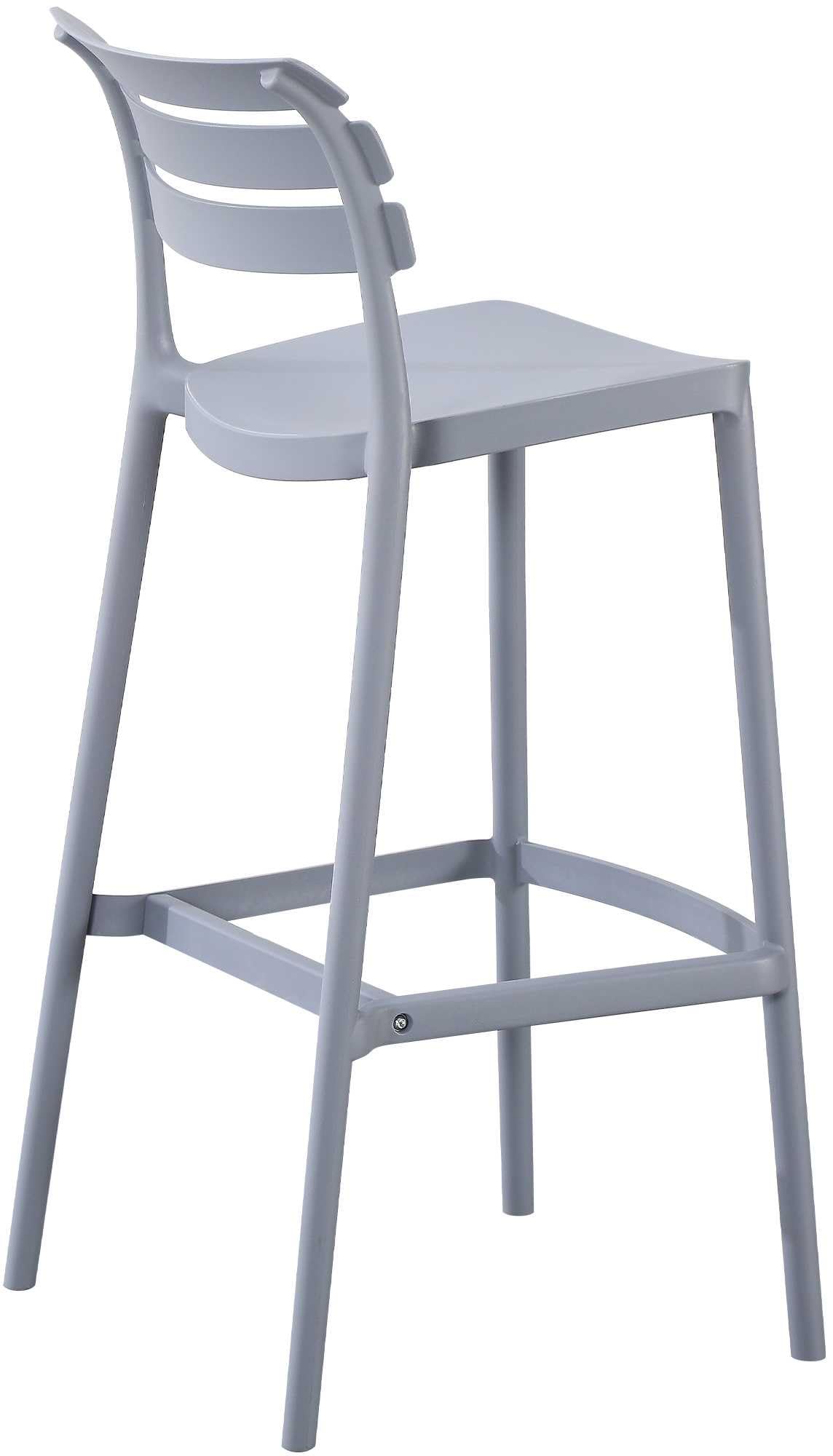 CLP Taburete de Bar con Respaldo Rafan, Taburete Alto de Exterior de plastico Resistente al Clima y a los Rayos UV, hasta 150 kg Color:Gris