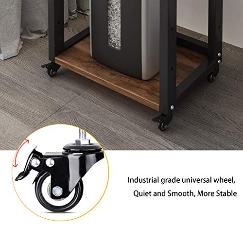 Natwind 3-Tier Movable Printer Stand With Storage Rolling Floor-Standing Deskside Shredder Computer Host Stand Adjustable Storage Shelf Rack On Wheels For Office Supplies Fax Scanner File Book (Retro) #TOP2