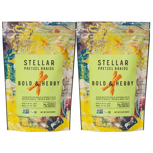 Stellar Snacks Pretzel Braids, 12 Oz Bag (Pack of 2) - Vegan, Kosher, Non-GMO, Rods, Twists, Sticks (12 Oz, Bold & Herby) - image 1
