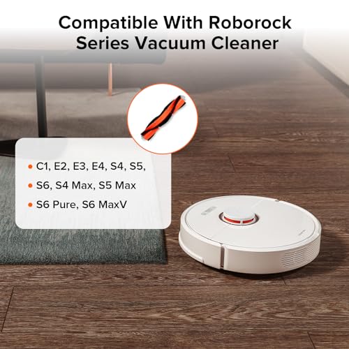Image of roborock Rubber Main Brush Replacement for C1, E2, E3, E4, S4, S5, S6, S4 Max, S 4 Max, S5 Max, S6 Pure and S 6 MaxV Robot Vacuum Cleaner, Roller Brush Accessories Kit