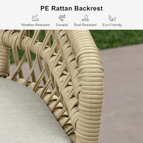 Image of PURPLE LEAF 24 inch Outdoor Bar Stools Set of 4 Wood-Look Aluminum Frame, Teak