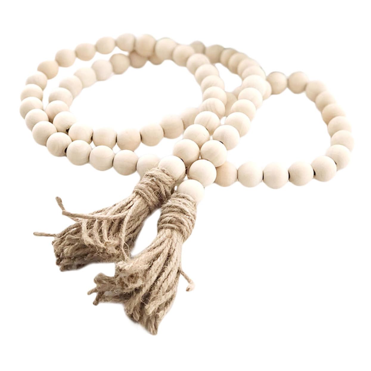Wood Decor Farmhouse Beads 34in Natural Wood Bead Garland With